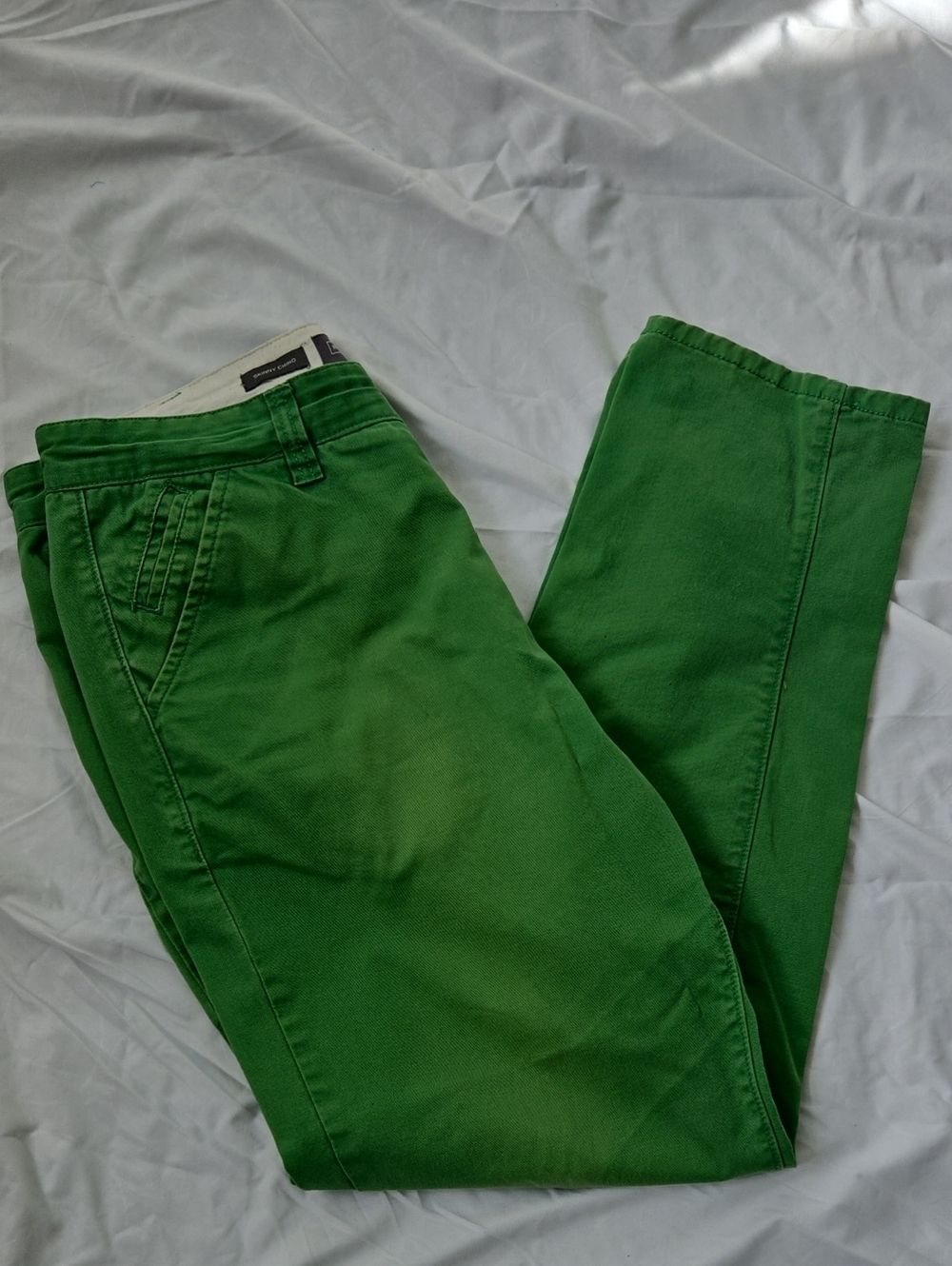 Men's Bright Green Cotton Chino Pants, Soft Worn In Fabric, So Comfy:), W34 L32